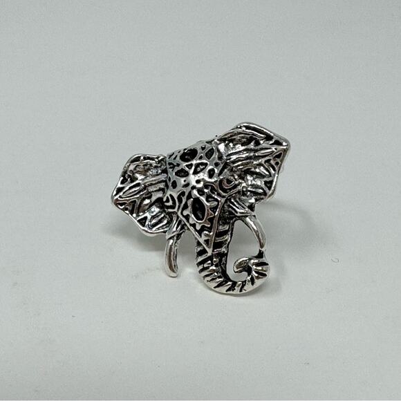 Women's Boho Indian Elephant Symbol Ring Silver Tone Metal Fashion Jewelry - Picture 2 of 5